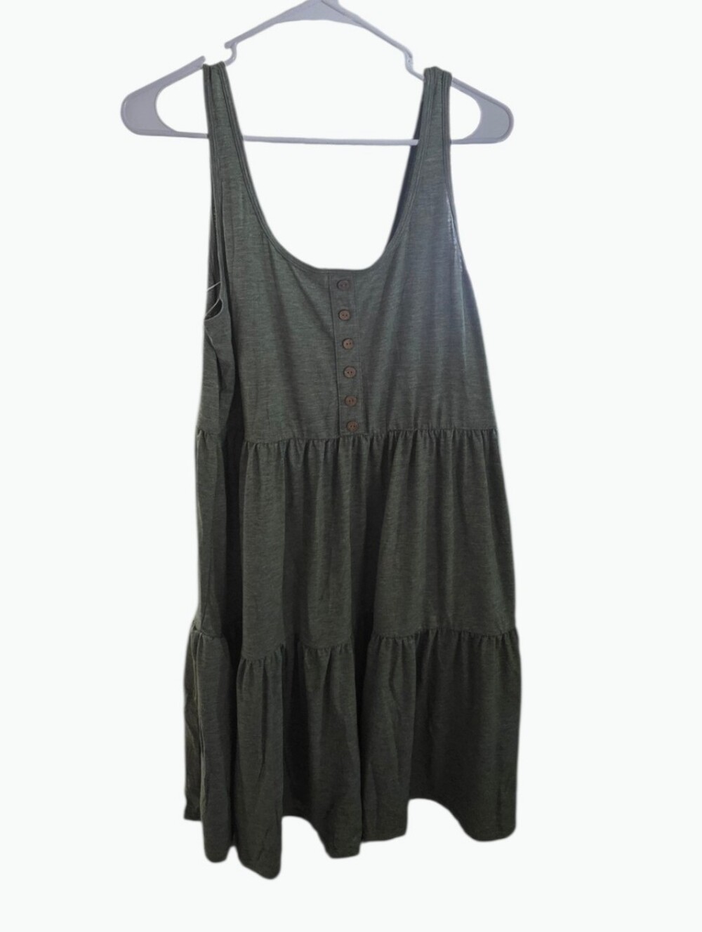 Halara. Scoop Neck Tiered Tank Dress. Olive Green. XL Ladies.